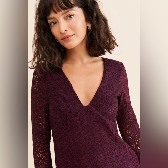 Free People Honey Honey Lace Long Sleeve Mini Dress in Potent - Picture 2 of 11